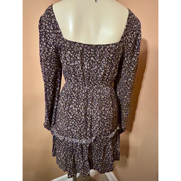 Altar'd State Boho Dress Size M Dark Gray Floral Long Sleeve - Picture 5 of 10